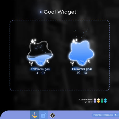 Twitch Liquid Goal Bar Widget - Vtuber Asset - Star Alerts Streamlabs, TikTok Studio, and StreamElements