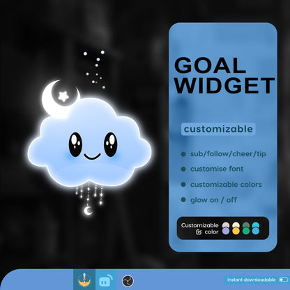 Pastel Cloud Stream Widget | Cute Rainbow Cloud Fully Customisable Goal Widget for Streamlabs, TikTok Studio, and Streamelements