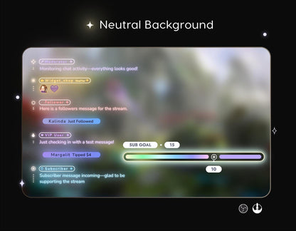Neon Aesthetic Glowy Transparent Chat and Goal Stream Widgets - Minimal,Neon Light, Elegant Glow Theme Clean Vibe Streamelement Only