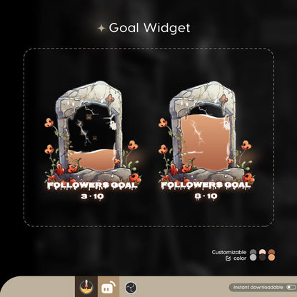 Tombstone Ghost Liquid Filling Goal Widget is fully customisable for Twitch Streamlabs, TikTok Studio, and Streamelements.