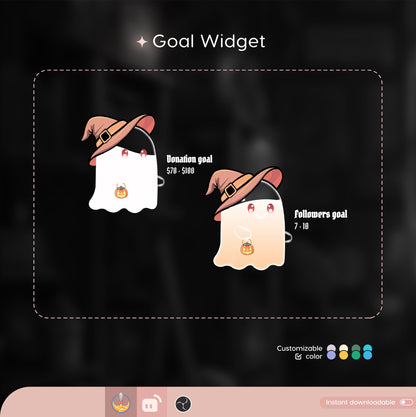 Cute Ghost Liquid Filling Goal Widget is fully customisable for Twitch Streamlabs, TikTok Studio, and Streamelements