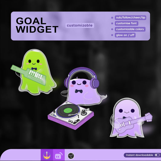 Musical Ghost Goal Widget | Halloween Liquid Goal Widget is fully customisable for Twitch Streamlabs, TikTok Studio, and Streamelements