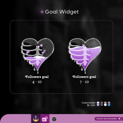 Heart Skeleton Goal Widget Liquid Filling Goal Widget is fully customisable for Twitch Streamlabs, TikTok Studio, and Streamelements
