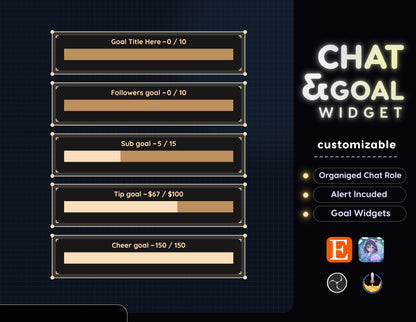 Minimal Photo Chat Widget • Cam Shutter, Minimal Theme With Pronouns & Alerts for Twitch Streams (StreamElements Only) with Progress Goal