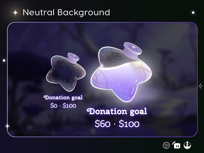 Star Bottle Glass Goal Widget-Cute Minimal Customizable Goal Widget for Twitch TikTok Studio -Streamelements StreamLabs OBS