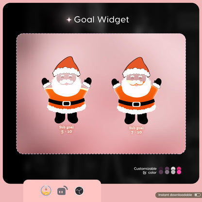 Cute Santa Liquid Filling Goal Widget is fully customisable for Twitch Streamlabs, TikTok Studio, and Streamelements