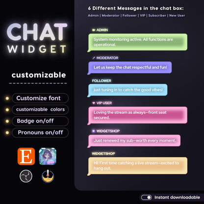 Pastel color minimal chat bubble for Twitch Streamers | Streamlements only setup through OBS