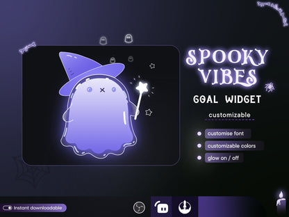 Cute Ghost Liquid Filling Goal Widget is fully customisable for Twitch Streamlabs, TikTok Studio, and Streamelements.