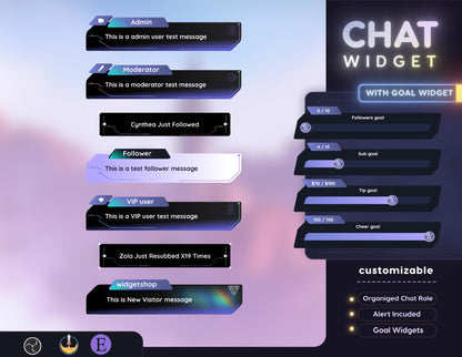 Valorant Waylay Chat Widget • Aesthetic, Cyber, Modern Theme With Pronouns & Alerts for Twitch Streams (StreamElements Only) and Goal Widget