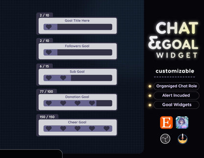 Retro File Love Chat Widget •,Minimal Theme With Pronouns & Alerts for Twitch Streams (StreamElements Only) with Love Goal