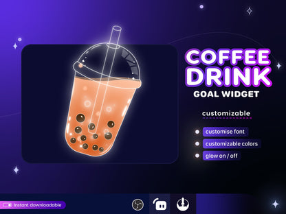 Boba Drink   • Cute Fruit Drink Goal Widget for Twitch fully customisable for Twitch Streamlabs, TikTok Studio, and Streamelements.