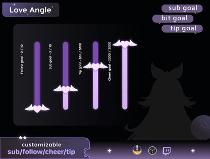 Angel Love Bar Loading Goal Widget is fully customisable for Twitch Streamelements and OBS | Bar Goal Widget