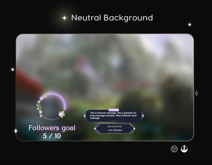Classical Floral Purple Chat and Goal Widget •Minimal, Starry, Mystical• Chat Box with Pronouns & Alerts for Twitch Streams (StreamElements)