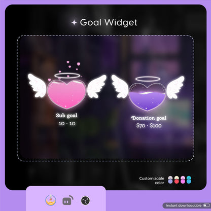 Stream Widget | Devil and Angel Combo Goal Widget is fully customisable for Twitch Streamlabs, TikTok Studio, and Streamelements