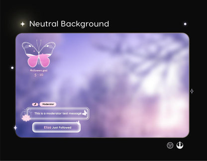 Lotus Butterfly Glass Transparent Chat and Goal Stream Widgets - Minimal, Elegant Glass Theme Clean Vibe Streamelement Only