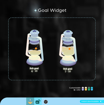 Lantern Aesthetic Liquid Filling Goal Widget is fully customisable for Twitch Streamlabs, TikTok Studio, and Streamelements