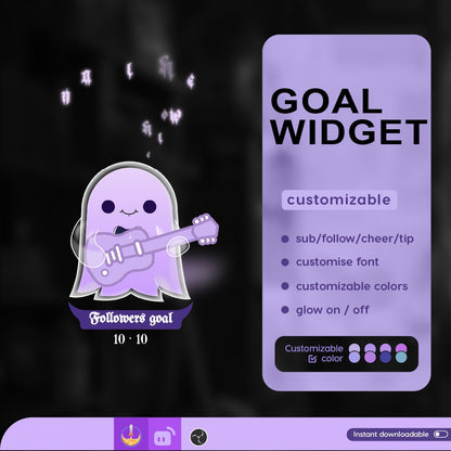 Musical Ghost Goal Widget | Halloween Liquid Goal Widget is fully customisable for Twitch Streamlabs, TikTok Studio, and Streamelements