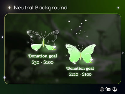 Butterfly Liquid Filling Goal Widget is fully customisable for Twitch Streamlabs, TikTok Studio, and Streamelements.