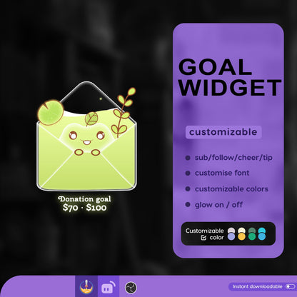Envelope Liquid Filling Goal Widget is fully customisable for Twitch Streamlabs, TikTok Studio, and Stream-elements