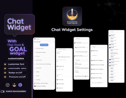 Astro Moon Galaxy Vibe Glassy Transparent Chat & Goal Stream Widgets - Minimal, celestial Elegant Glass Theme Clean Vibe Streamelement Only