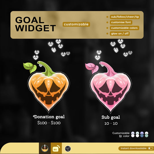 Love Pumpkin Goal Widget | Liquid Filling Goal Widget is fully customisable for Twitch Streamlabs, TikTok Studio, and Streamelements