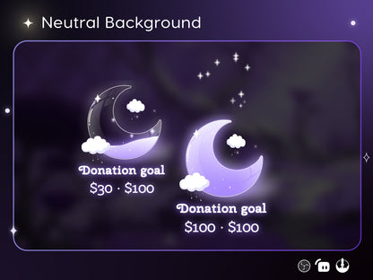 Dreamy Moon Cloud Glass Goal Widget - Customisable for Twitch and TikTok Studio