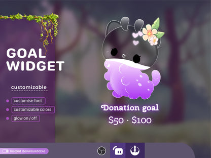 Cute Bloodworm Nature Insects Liquid Filling Goal Widget is fully customisable for Twitch Streamlabs, TikTok Studio, and Streamelements.