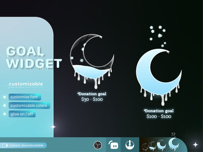 Melting Moon Goal Widget: Customisable Stream Overlay (Digital Download)