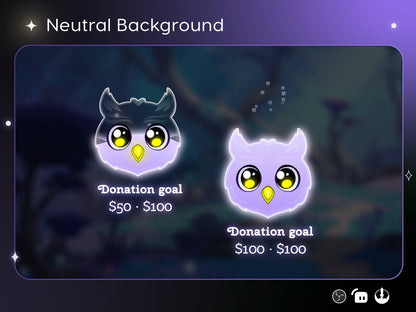 Cute Owl Liquid Filling Goal Widget is fully customisable for Twitch Streamlabs, TikTok Studio, and Streamelements.