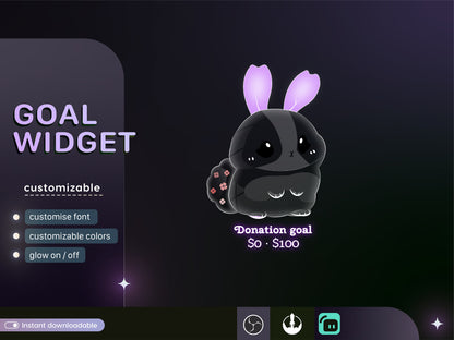 Cute Rabbit Liquid Filling Goal Widget is fully customisable for Twitch Streamlabs, TikTok Studio, and Streamelements.