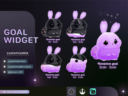 Cute Rabbit Liquid Filling Goal Widget is fully customisable for Twitch Streamlabs, TikTok Studio, and Streamelements.