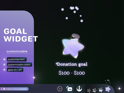 Customizable Star Bottle Goal Widget for Twitch Streamlabs (Digital Download)
