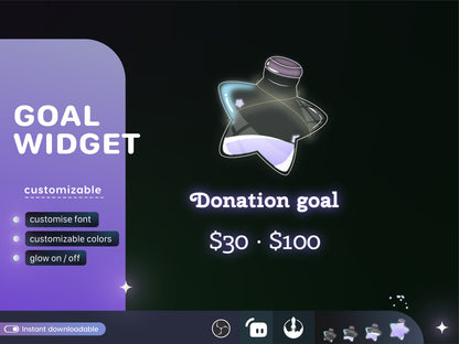 Customizable Star Bottle Goal Widget for Twitch Streamlabs (Digital Download)