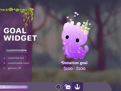 Cute Bloodworm Nature Insects Liquid Filling Goal Widget is fully customisable for Twitch Streamlabs, TikTok Studio, and Streamelements.