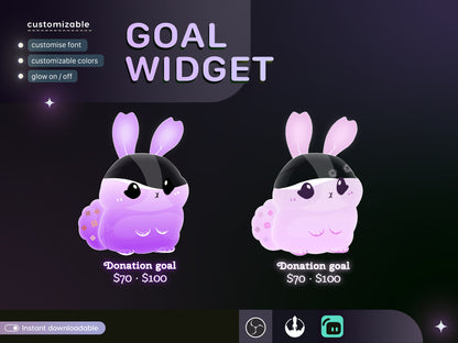 Cute Rabbit Liquid Filling Goal Widget is fully customisable for Twitch Streamlabs, TikTok Studio, and Streamelements.