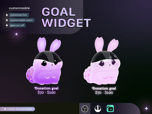 Cute Rabbit Liquid Filling Goal Widget is fully customisable for Twitch Streamlabs, TikTok Studio, and Streamelements.