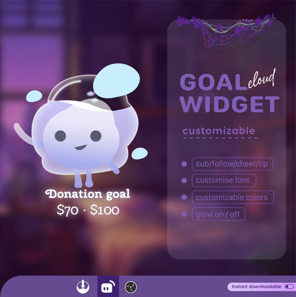 Customizable Liquid Filling Goal Widget for Twitch Streamlabs Streamelements (Digital Download)