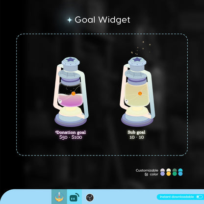 Lantern Aesthetic Liquid Filling Goal Widget is fully customisable for Twitch Streamlabs, TikTok Studio, and Streamelements