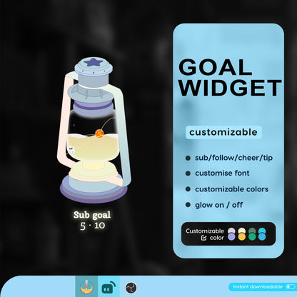Lantern Aesthetic Liquid Filling Goal Widget is fully customisable for Twitch Streamlabs, TikTok Studio, and Streamelements
