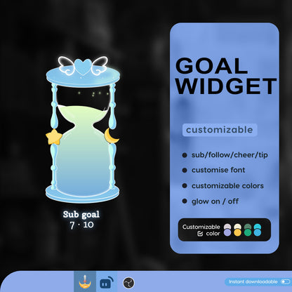 Cute Sand Timer Liquid Filling Goal Widget is fully customisable for Twitch Streamlabs, TikTok Studio, and Streamelements