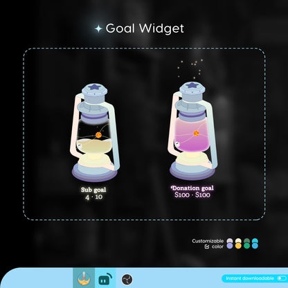 Lantern Aesthetic Liquid Filling Goal Widget is fully customisable for Twitch Streamlabs, TikTok Studio, and Streamelements