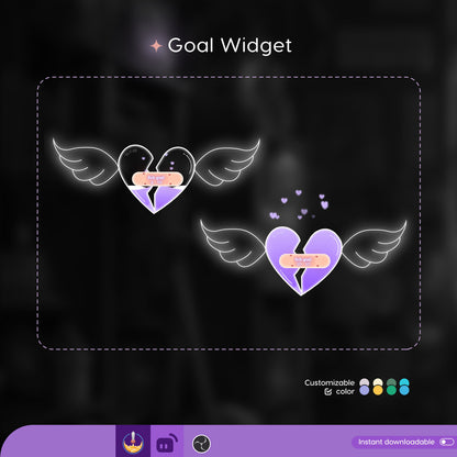Broken Heart Goal Widget: Customizable Stream Overlay (Digital Download)
