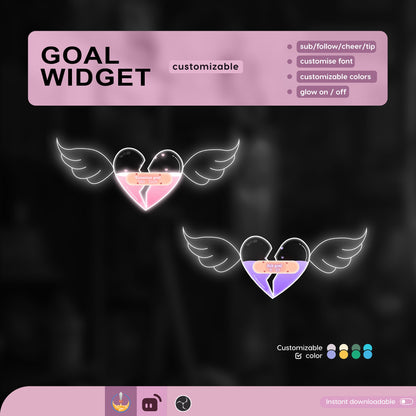 Broken Heart Goal Widget: Customizable Stream Overlay (Digital Download)