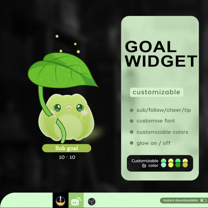 Cute Froggy Goal Widget | Liquid Filling Widget is fully customisable for Twitch Streamlabs, TikTok Studio, and Streamelements