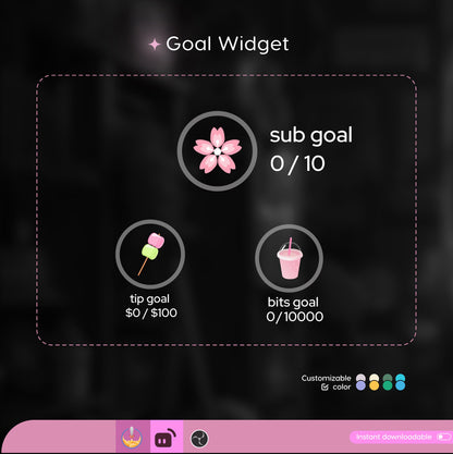 Sakura Dessert Loading Goal Widget is fully customisable for Twitch Streamelements