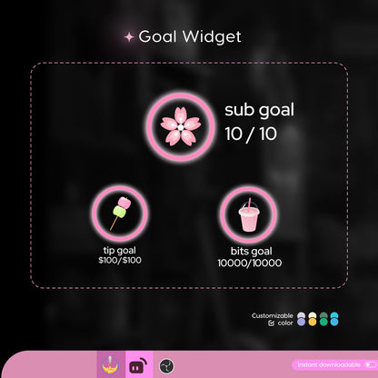 Sakura Dessert Loading Goal Widget is fully customisable for Twitch Streamelements