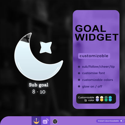 Twitch Liquid Combo Goal Bar Widget - Vtuber Asset - Alerts Streamlabs, TikTok Studio, and StreamElements