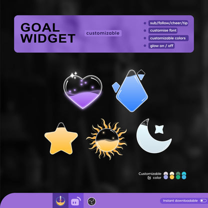 Twitch Liquid Combo Goal Bar Widget - Vtuber Asset - Alerts Streamlabs, TikTok Studio, and StreamElements