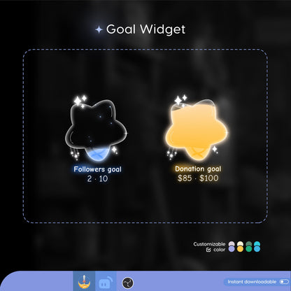 Twitch Liquid Goal Bar Widget - Vtuber Asset - Star Alerts Streamlabs, TikTok Studio, and StreamElements