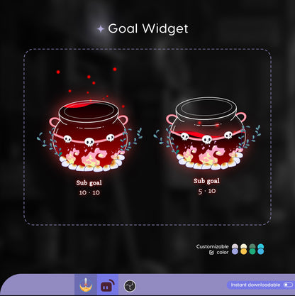 Spooky Cauldron Goal Widget: Customizable Stream Overlay (Digital Download)